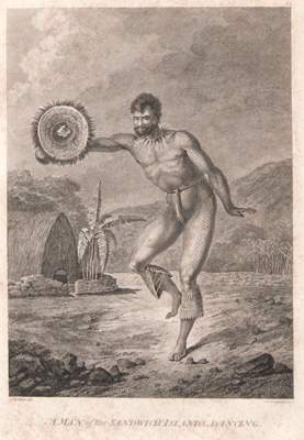 A Man of the Sandwich Islands (Hawaii), dancing